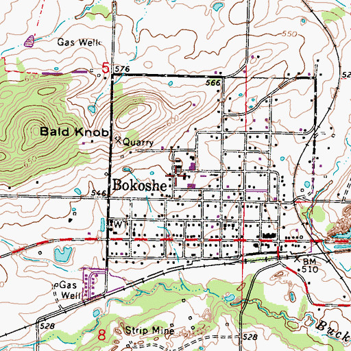 Topographic Map of Bokoshe Junior High School, OK