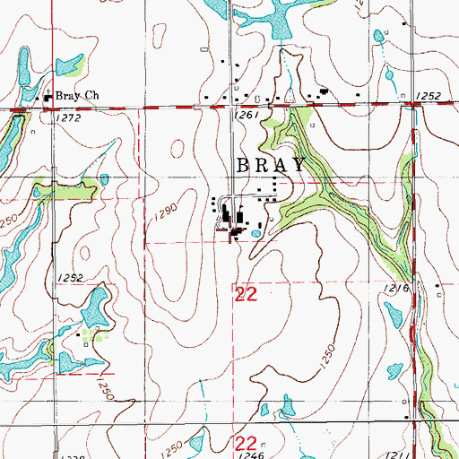 Topographic Map of Bray - Doyle High School, OK