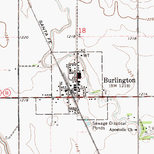 Topographic Map of Burlington High School, OK