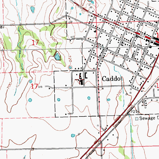 Topographic Map of Caddo High School, OK