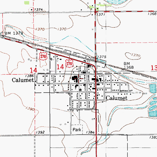 Topographic Map of Calumet Junior High School, OK