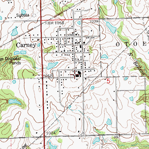 Topographic Map of Carney High School, OK