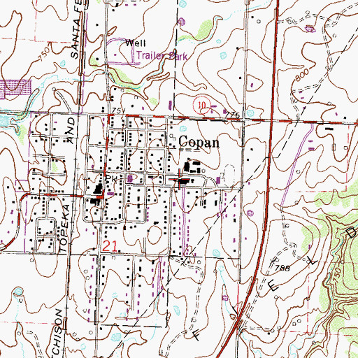 Topographic Map of Copan High School, OK