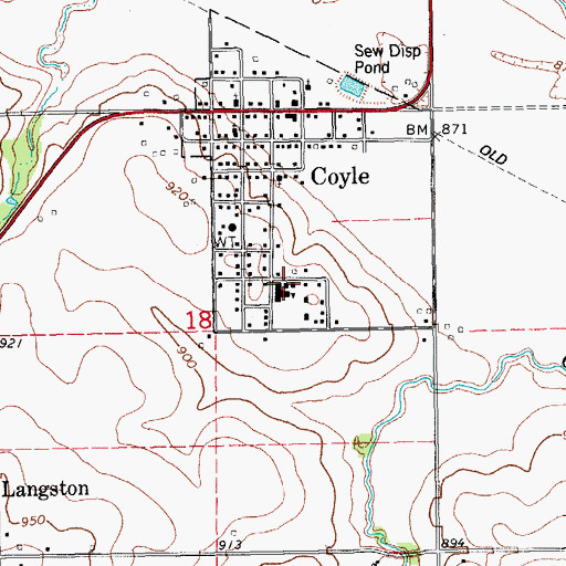 Topographic Map of Coyle High School, OK