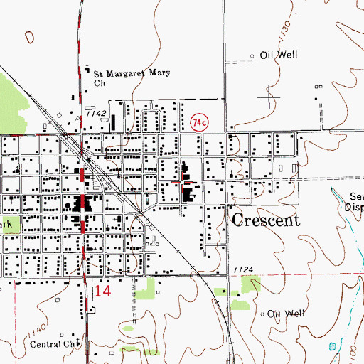 Topographic Map of Crescent Middle School, OK