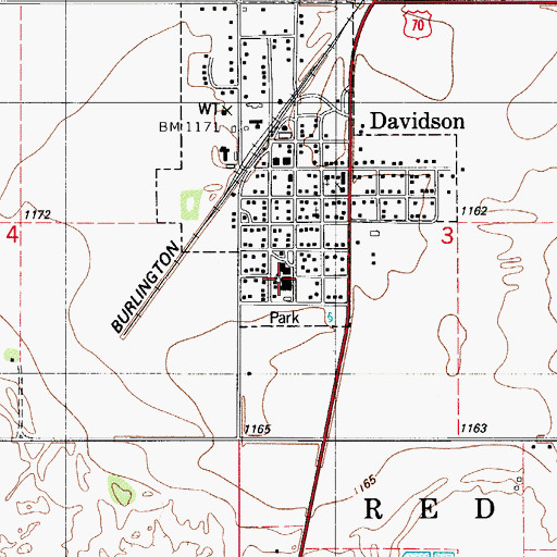 Topographic Map of Davidson High School, OK