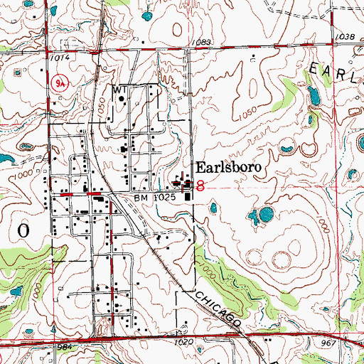 Topographic Map of Earlsboro High School, OK