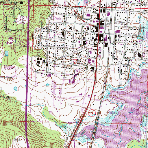 Topographic Map of Eufaula High School, OK