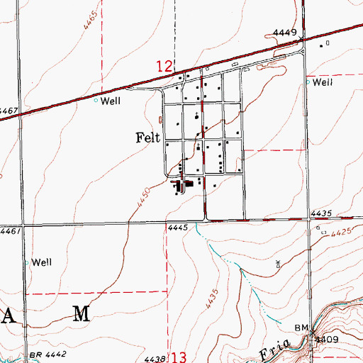 Topographic Map of Felt High School, OK