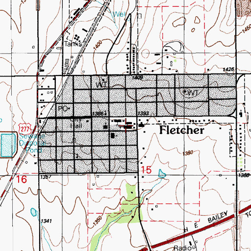 Topographic Map of Fletcher Junior High School, OK