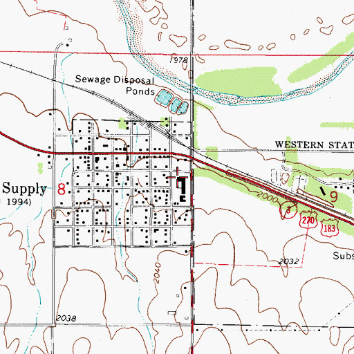 Topographic Map of Fort Supply High School, OK