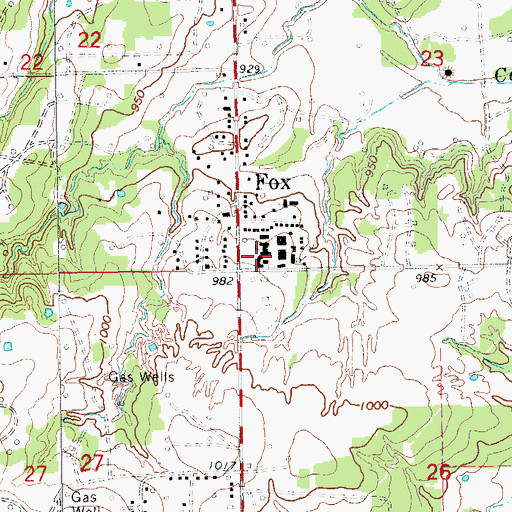 Topographic Map of Fox Junior - Senior High School, OK