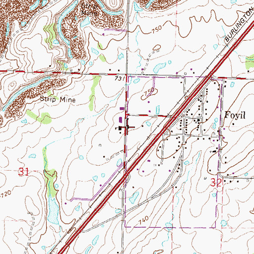 Topographic Map of Foyil Junior High School, OK