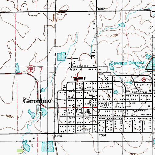 Topographic Map of Geronimo High School, OK