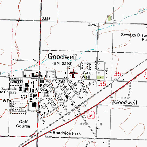Topographic Map of Goodwell High School, OK