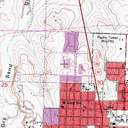 Topographic Map of Guymon High School, OK