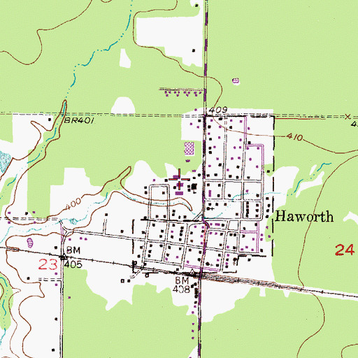 Topographic Map of Haworth Junior High School, OK
