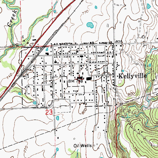 Topographic Map of Kellyville Middle School, OK