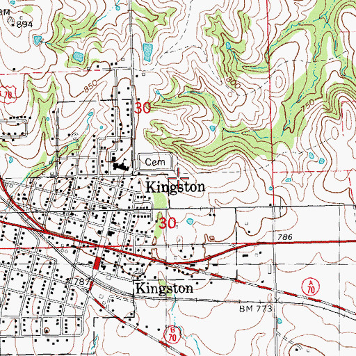 Topographic Map of Kingston Middle School, OK