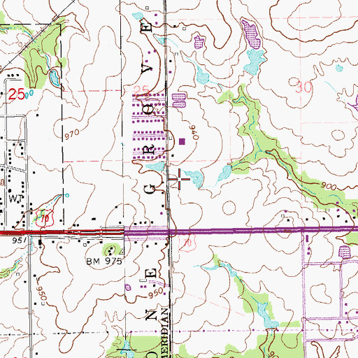 Topographic Map of Lone Grove High School, OK