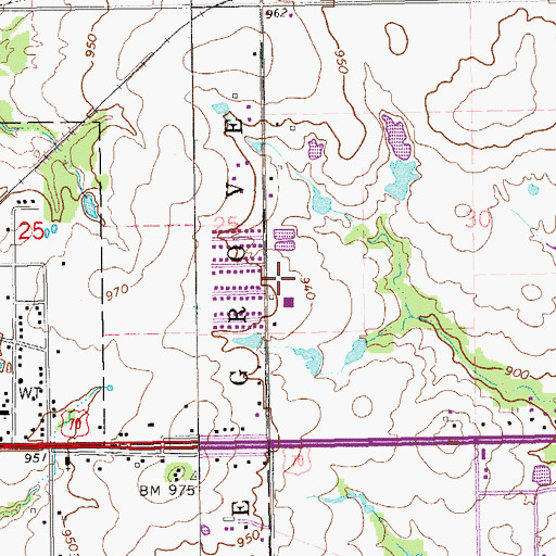 Topographic Map of Lone Grove Middle School, OK
