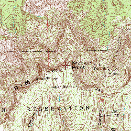 Topographic Map of Krueger Point, CO