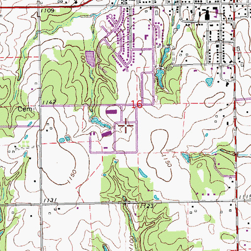 Topographic Map of McLoud High School, OK