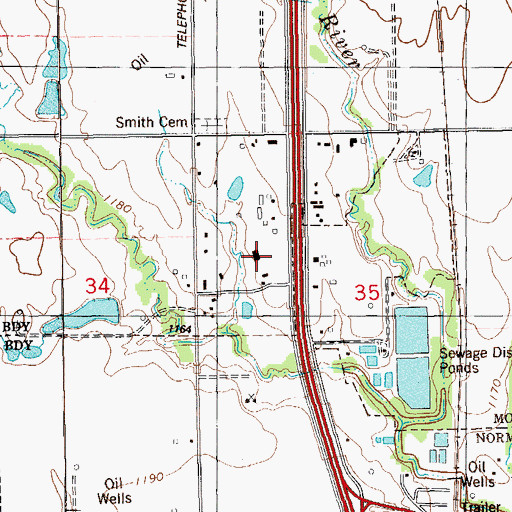 Topographic Map of Randall University, OK