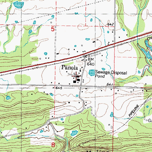 Topographic Map of Panola High School, OK