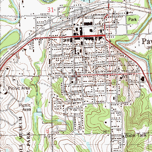 Topographic Map of Pawnee Middle School, OK