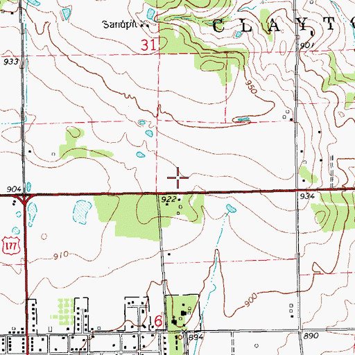 Topographic Map of Perkins - Tryon High School, OK