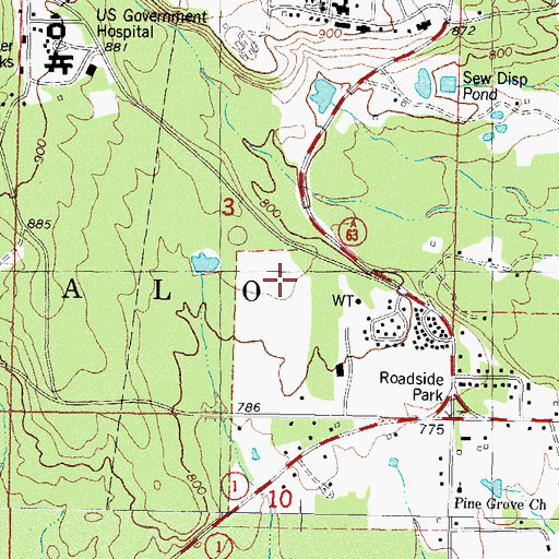 Topographic Map of Kiamichi Technology Center, OK