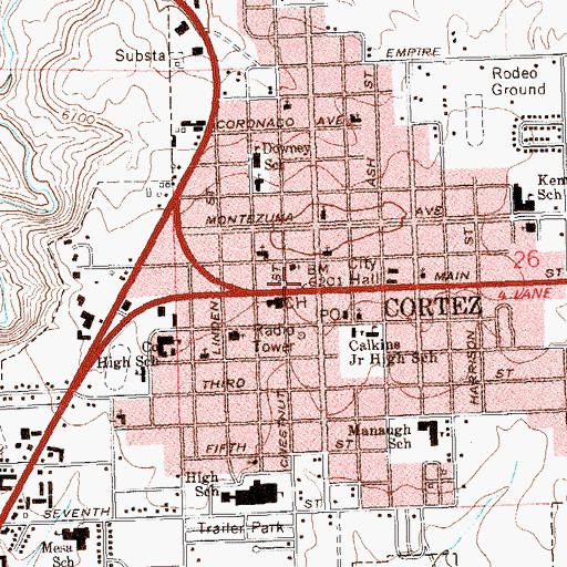 Topographic Map of Cortez, CO