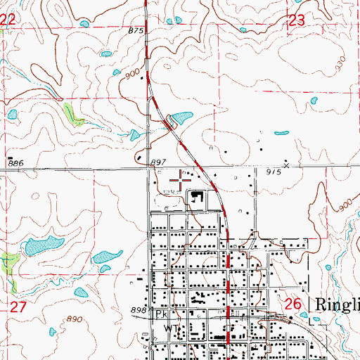 Topographic Map of Ringling Junior High School, OK