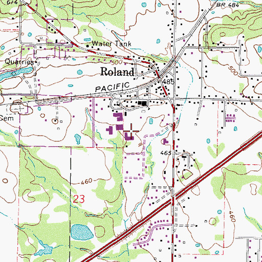 Topographic Map of Roland High School, OK