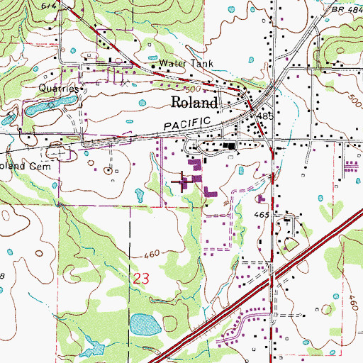 Topographic Map of Roland Junior High School, OK