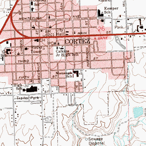 Topographic Map of Manaugh Elementary School, CO