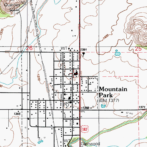 Topographic Map of Snyder Elementary School, OK