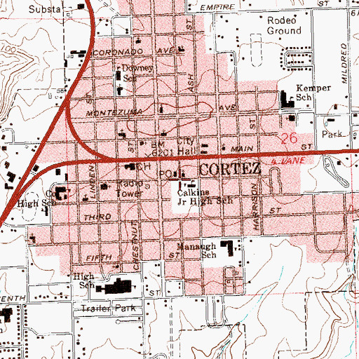 Topographic Map of Calkins Junior High School, CO