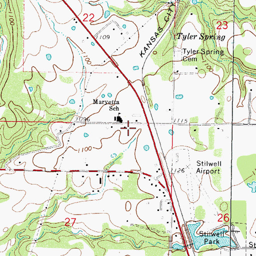 Topographic Map of Indian Capital Technology Center Stilwell Campus, OK