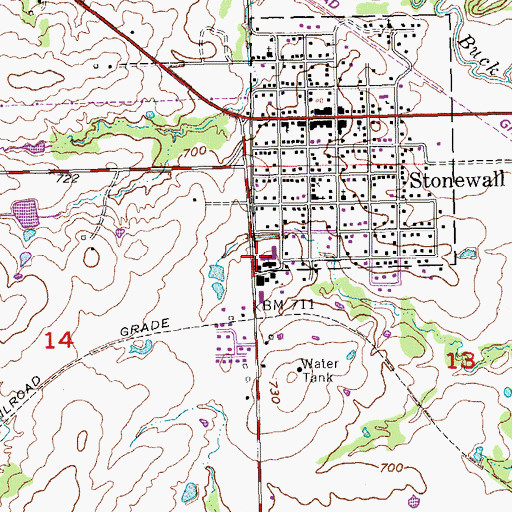 Topographic Map of Stonewall High School, OK