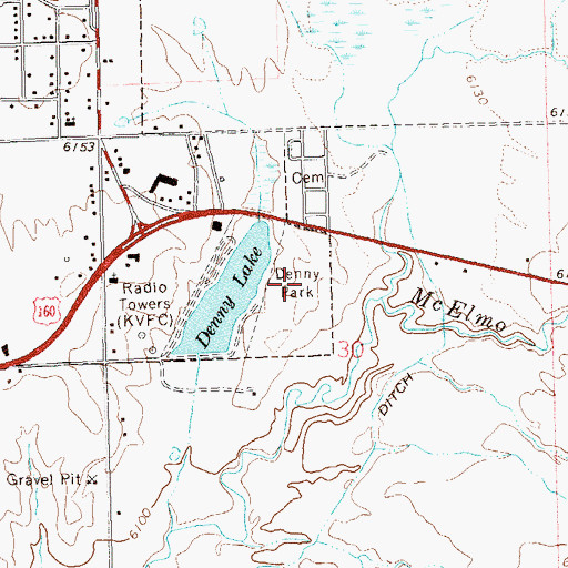 Topographic Map of Denny Park, CO