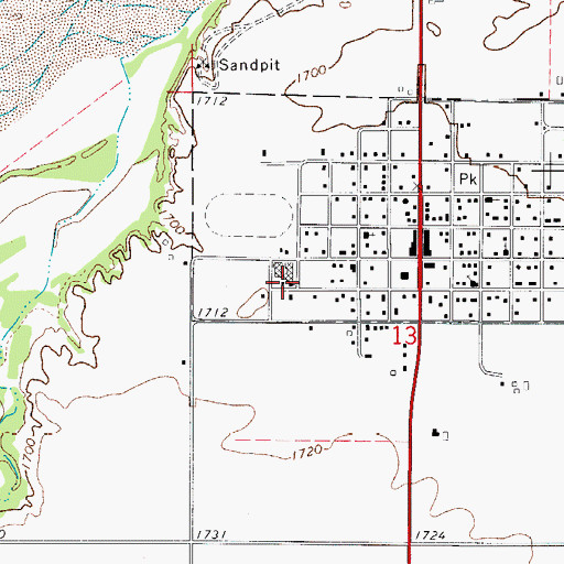 Topographic Map of Taloga High School, OK