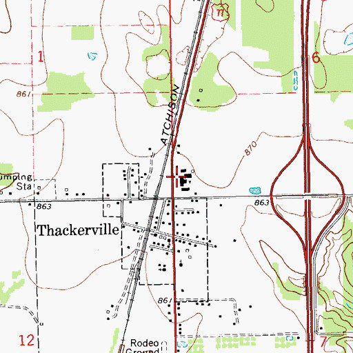 Topographic Map of Thackerville High School, OK