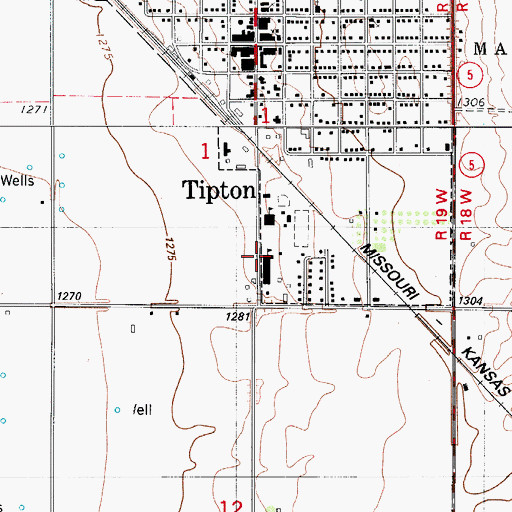 Topographic Map of Tipton High School, OK