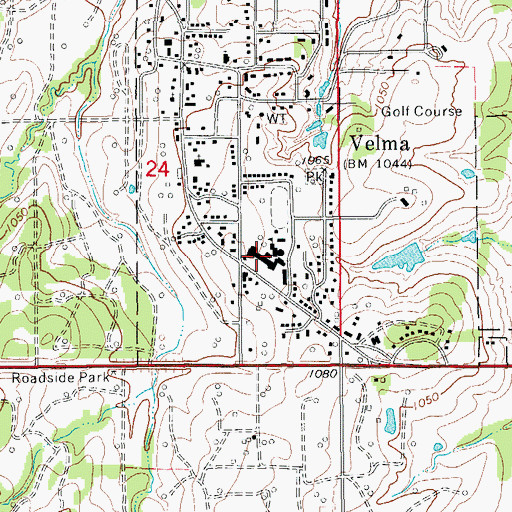 Topographic Map of Velma - Alma Middle School, OK