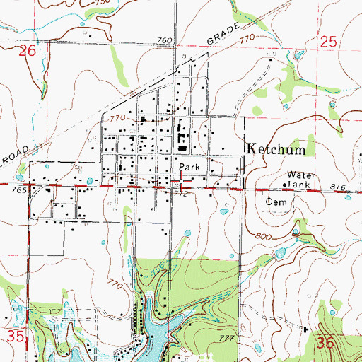 Topographic Map of Ketchum Middle School, OK