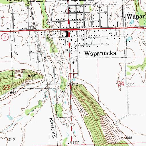 Topographic Map of Wapanucka High School, OK