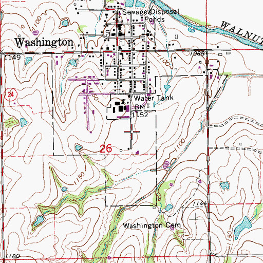 Topographic Map of Washington High School, OK