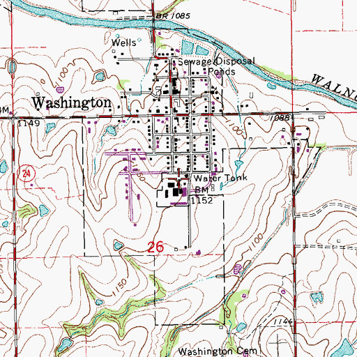 Topographic Map of Washington Middle School, OK